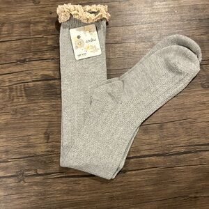 Gray Lace Trim Socks